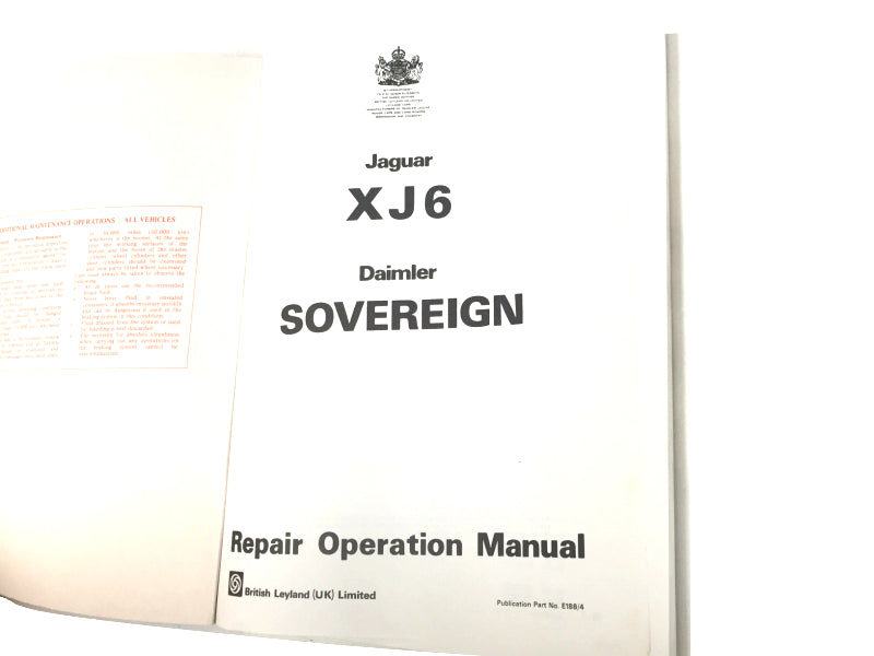 New OEM 1974-1979 Jaguar XJ6 Daimler Sovereign (Series 2) Repair Operation Manual