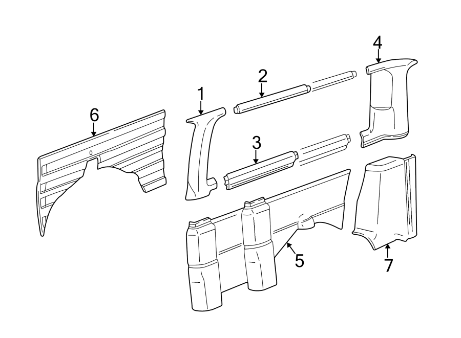 New OEM 2001-2002 Savana, Chevrolet Express Passenger Side Trim 15 Seating, Part # 15094624