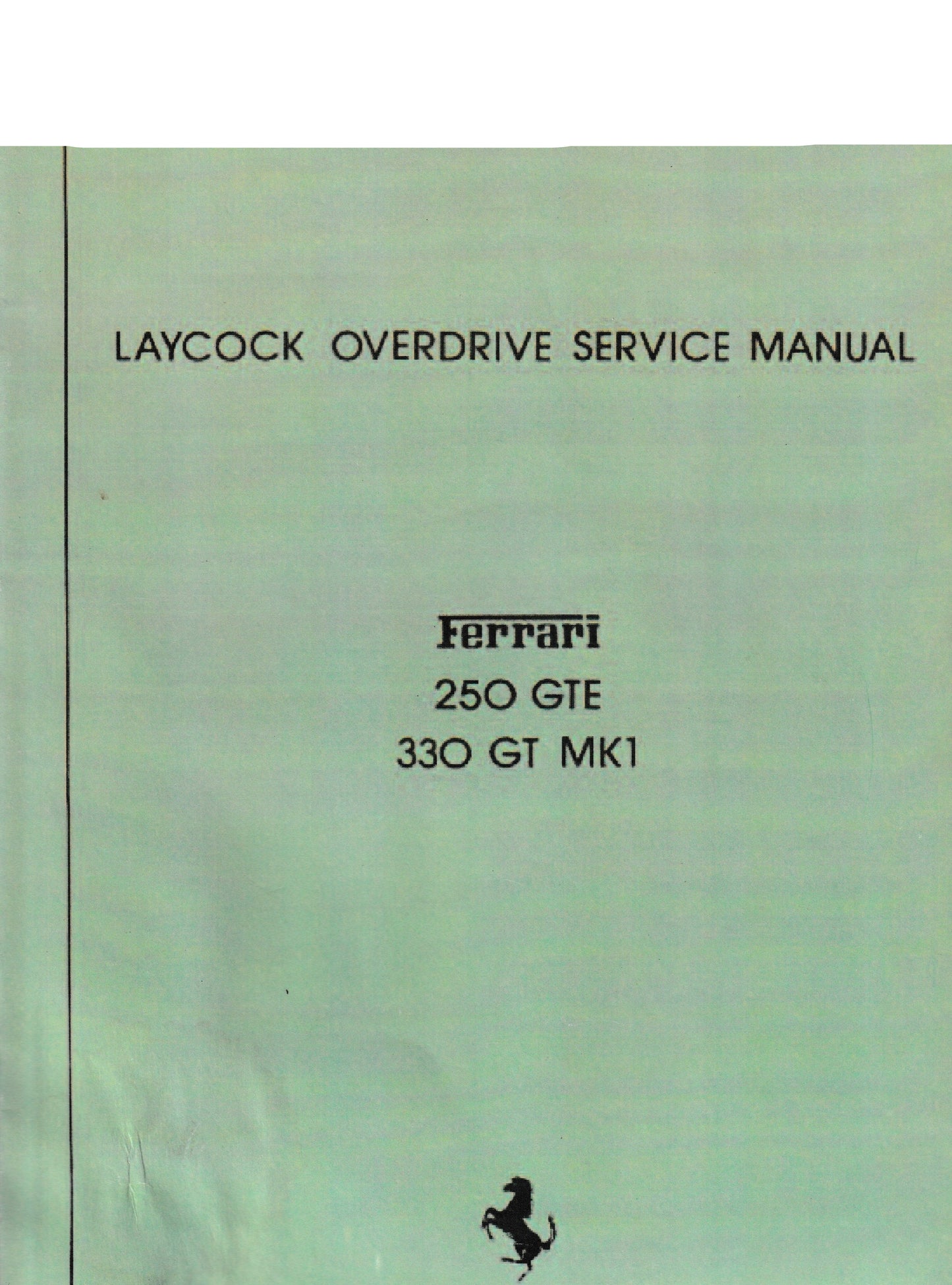 New OEM Ferrari 250GTE, 330GT Mk1 Laycock Overdrive Service Reapir Manual