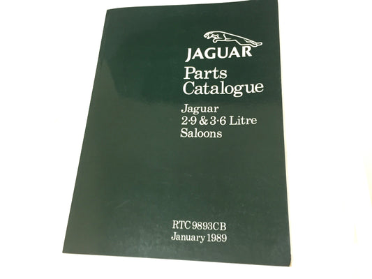 New 1989 Jaguar 2.9 & 3.6 Litre Saloon Spare Parts Catalogue - RTC9893CB