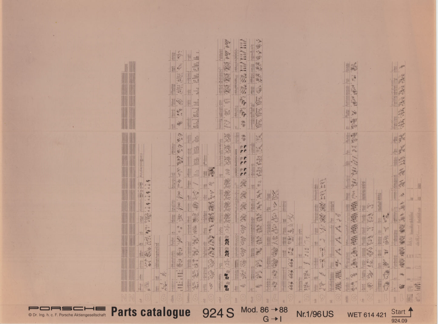 OEM 86-88 924s Porsche Microfiche Parts Illustrations WET-614-421