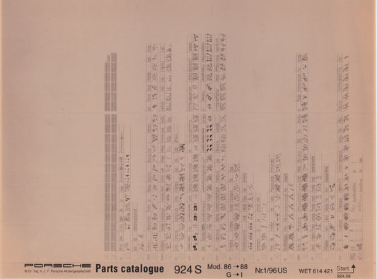 OEM 86-88 924s Porsche Microfiche Parts Illustrations WET-614-421