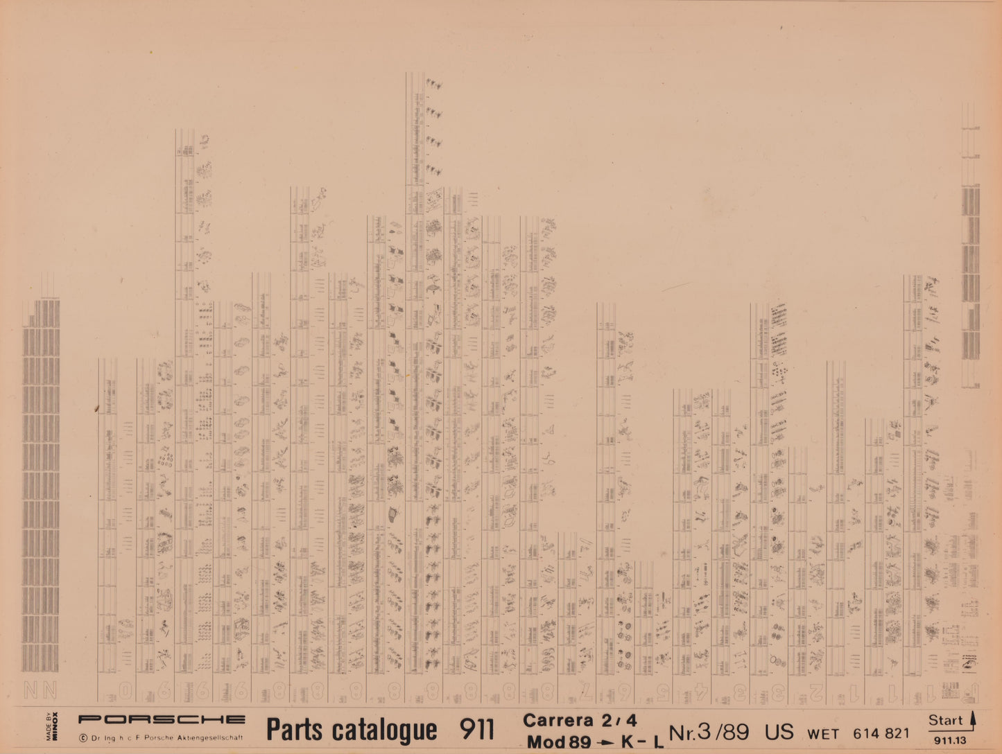 OEM 1989 911 Porsche Microfiche Parts Illustrations WET-614-821-3/89