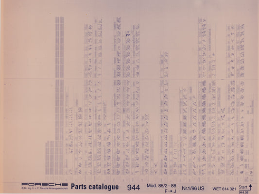 OEM 85/2-88 944 Porsche Microfiche Parts Illustrations WET-614-321-1/96