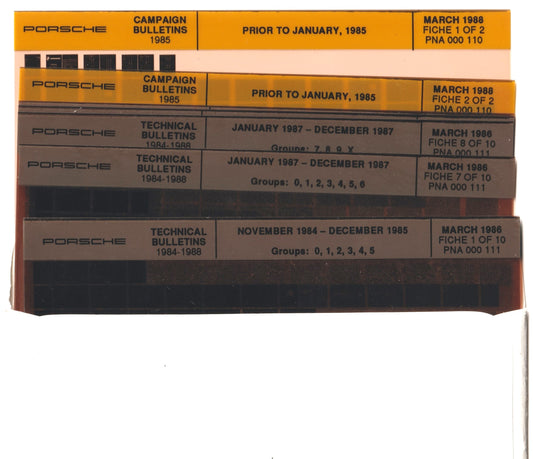 OEM 84-88 Porsche Microfiche Technical Bulletins PNA-000-111