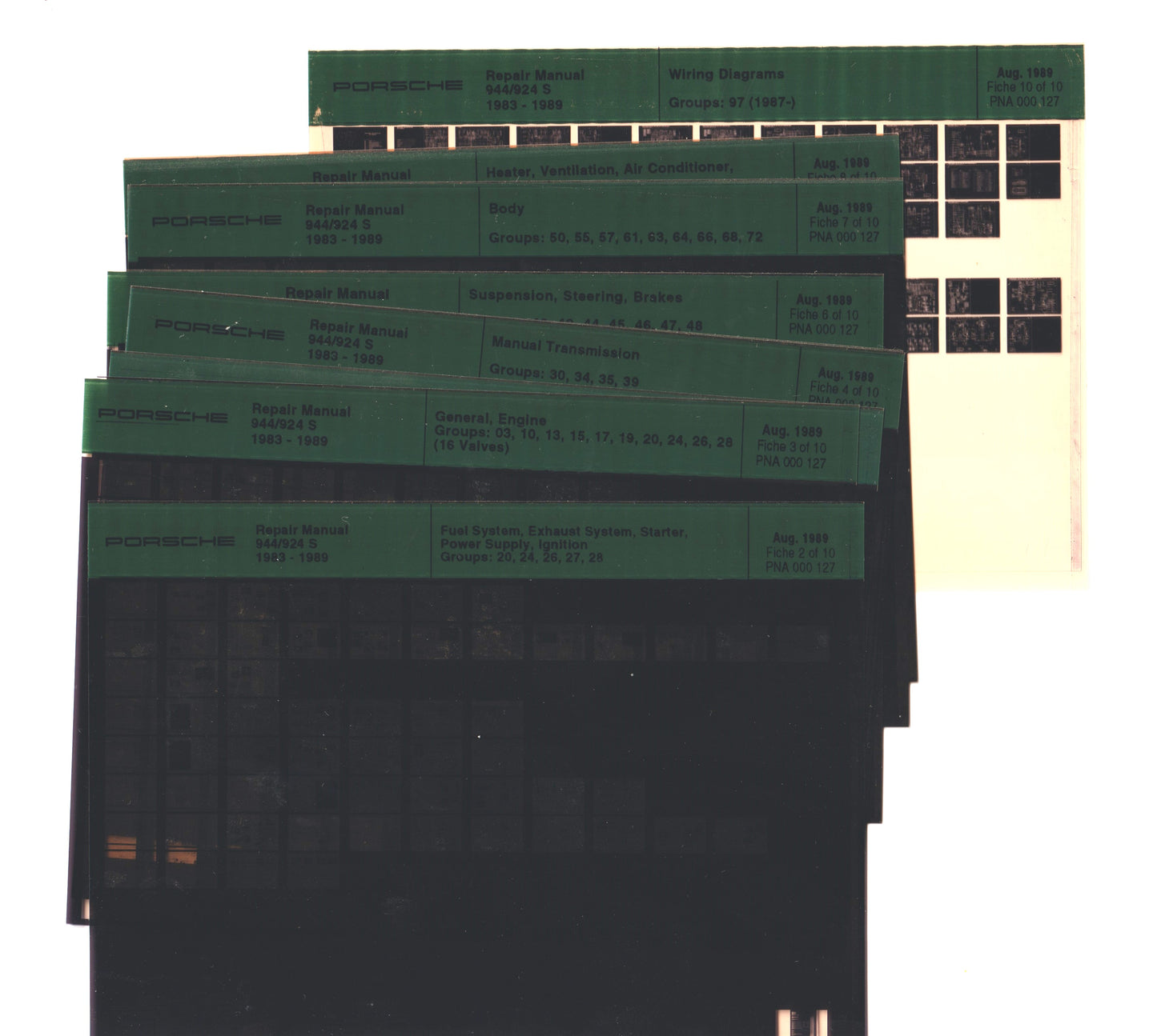 OEM 83-89 Porsche 944 - 924S Repair Service Manual Microfiche PNA-000-127
