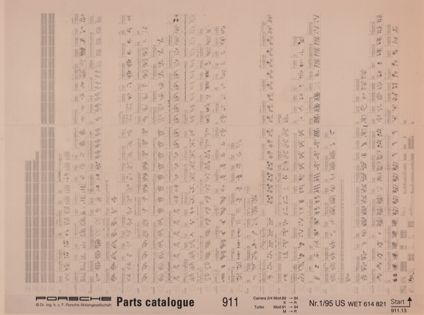 OEM 89-94 911 Porsche Microfiche Parts Illustrations WET-614-821-1/95
