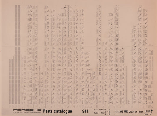 OEM 89-94 911 Porsche Microfiche Parts Illustrations WET-614-821-1/95