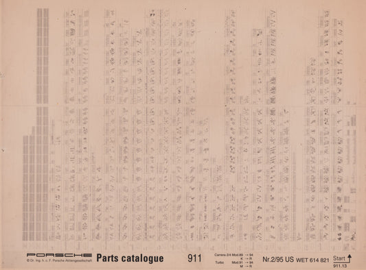 OEM 89-94 911 Porsche Microfiche Parts Illustrations WET-614-821-2/95