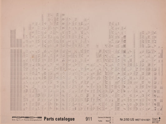 OEM 89-93 911 Porsche Microfiche Parts Illustrations WET-614-821-2/93