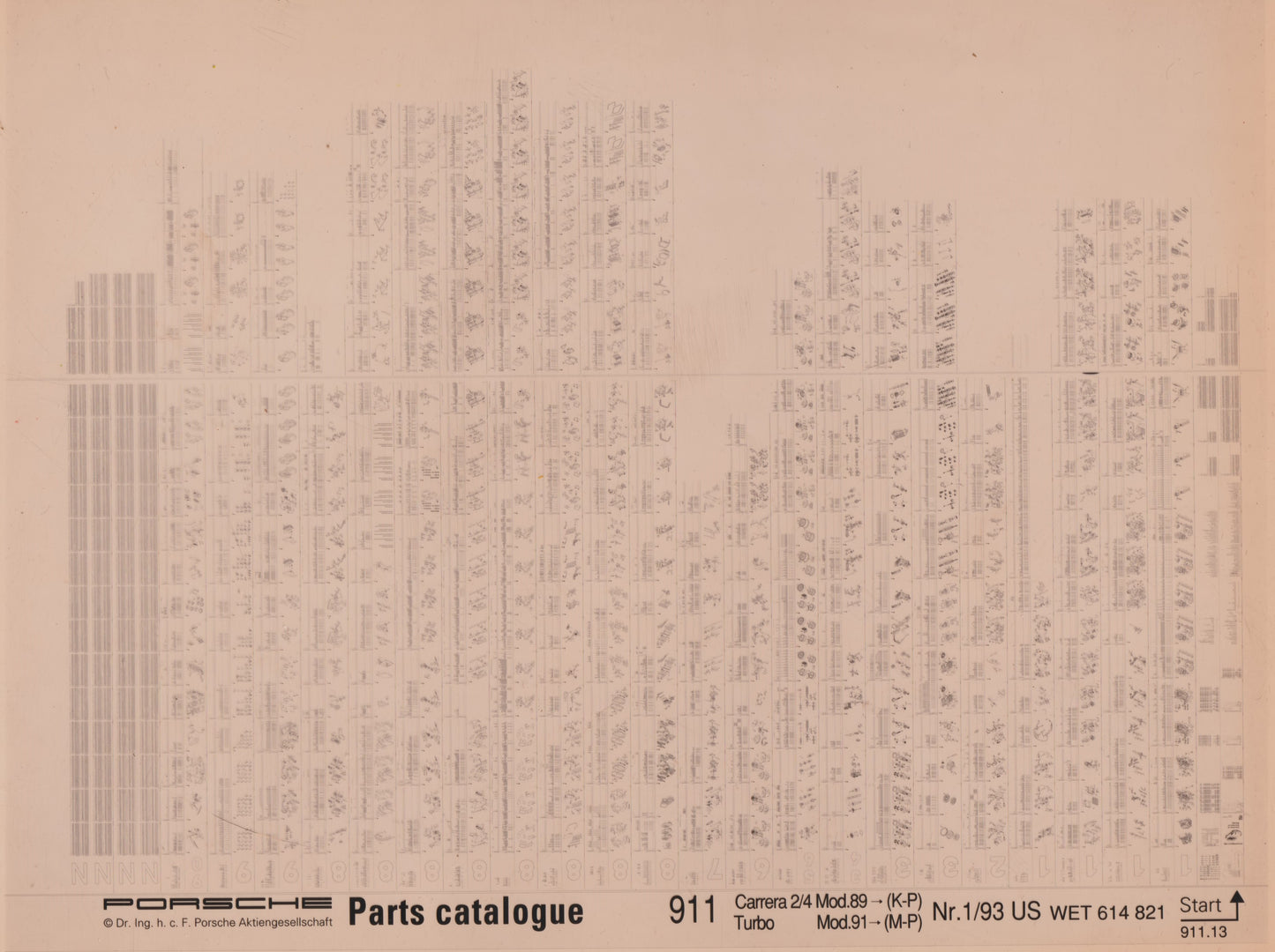 OEM 89-93 911 Porsche Microfiche Parts Illustrations WET-614-821-1/93