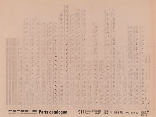 OEM 89-92 911 Porsche Microfiche Parts Illustrations WET-614-821-1/92