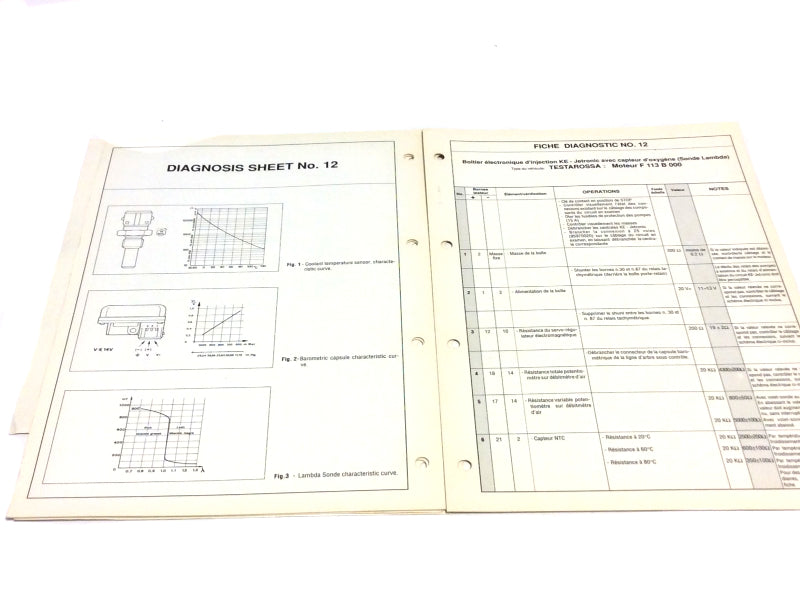 New OEM Ferrari F113B Bosch KE Jetronic Diagnosis Workshop Manual Insert #12