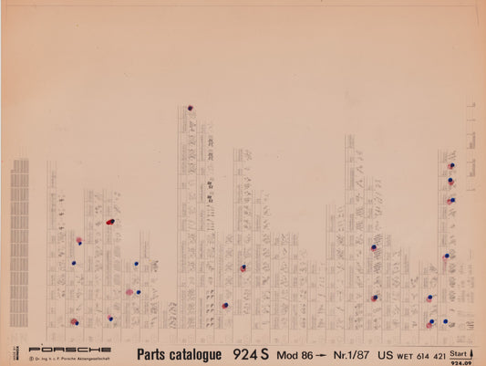 OEM 1986 924s Porsche Microfiche Parts Illustrations WET-614-421-87