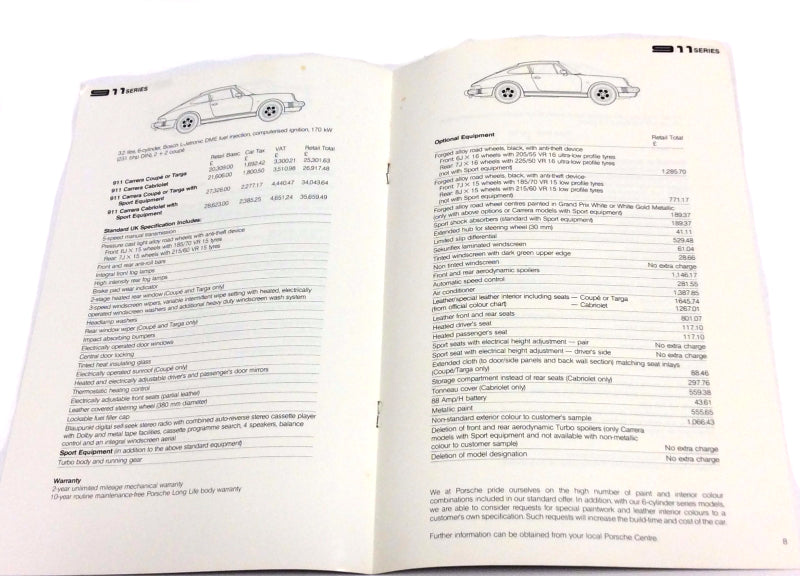 OEM 1988 Porsche 911 | 911 Turbo / 944 | 944 S2 | 944 Turbo / 928 S Sales Brochure WVK-104-125