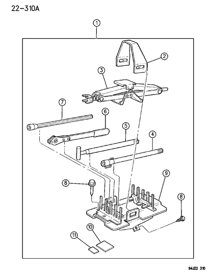 New 1990-1995 Fits Chrysler Wrangler Handle-Jack Handle - Part # 52006170