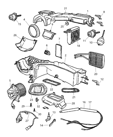 New 1999-2001 Fits Chrysler Grand Cherokee Spacer-Blend Door - Part # 5013742AA
