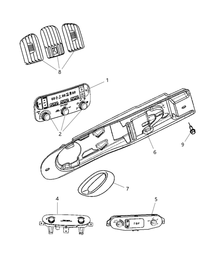 New 2004-2007 Fits Chrysler Grand Caravan, Town & Country Bezel-Heater And A/C Control - Part # SU73BD1AA