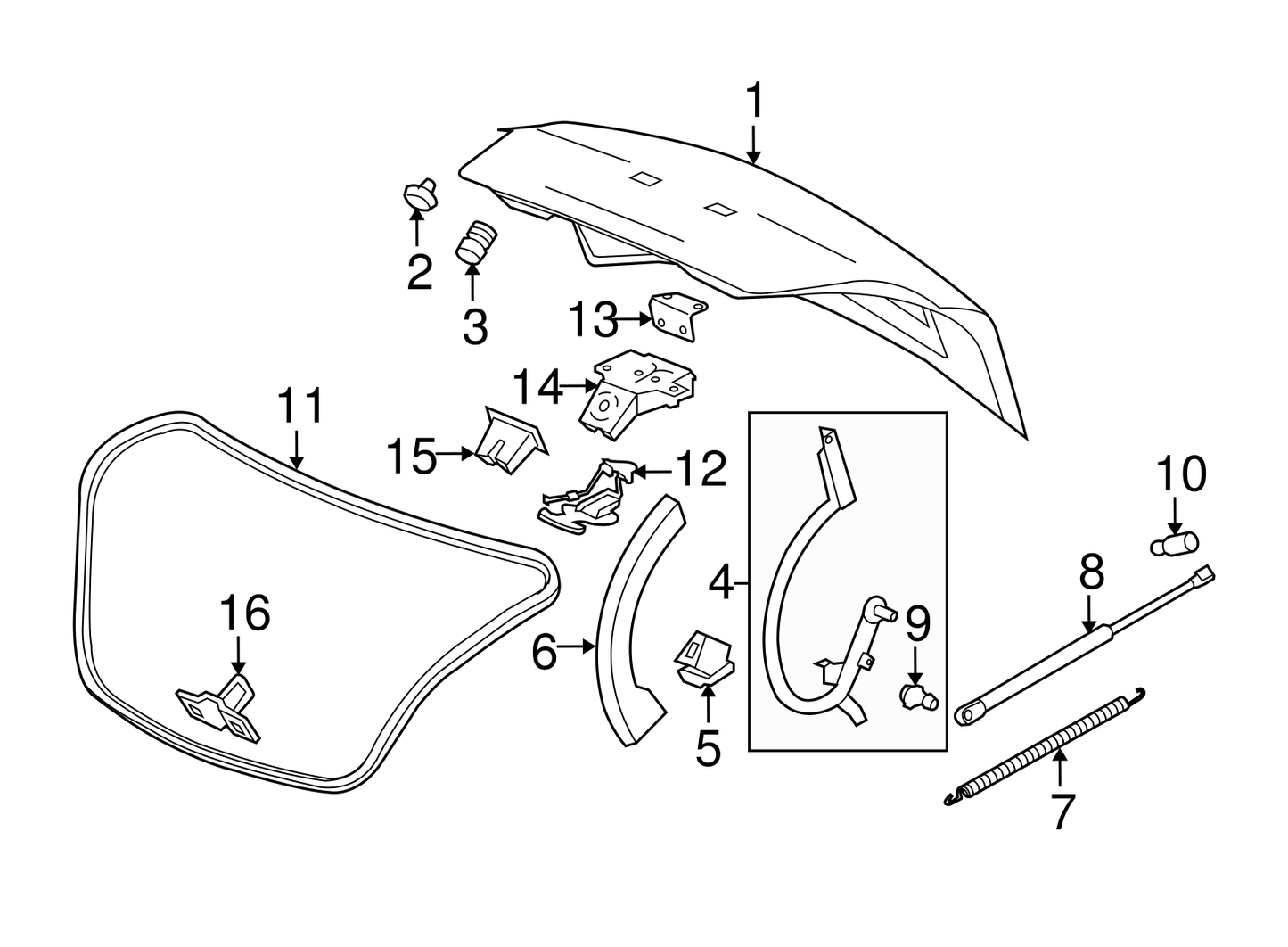 Deck Lid Latch Release Cable Handle Bracket
