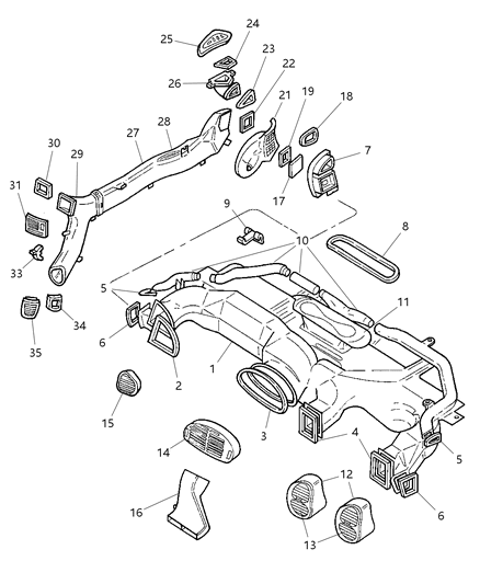 New 1996-1998 Fits Chrysler Grand Caravan, Town & Country Outlet Heater & A/C - Part # PD88SC8