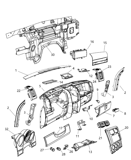 New 2011 Fits Chrysler Nitro Glove Box-Instrument Panel - Part # 1KE741DBAB