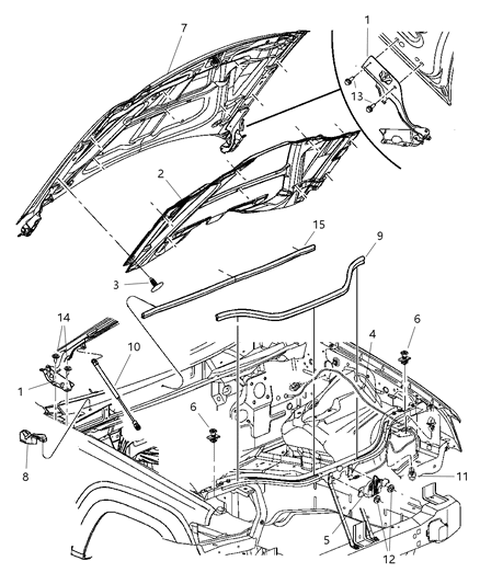 New 2005-2010 Fits Chrysler Grand Cherokee Hood Hinge - Part # 55394475AB