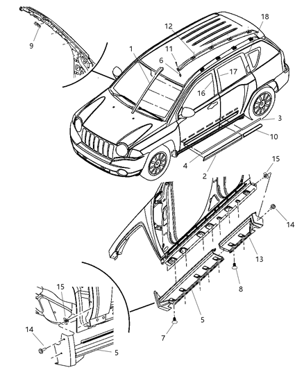 New 2010 Fits Chrysler Caliber, Compass, Patriot Molding-Rear Door - Part # YZ51HGNAA
