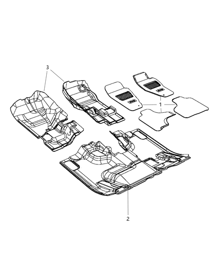 New 2011-2012 Fits Chrysler Liberty Carpet-Rear Floor - Part # 1QY04XDVAB