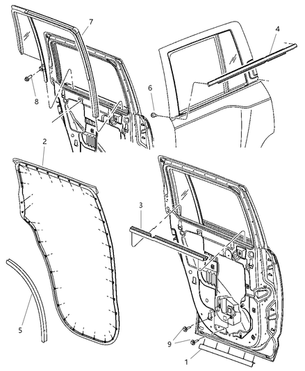 Weatherstrip Rear Door Belt Inner