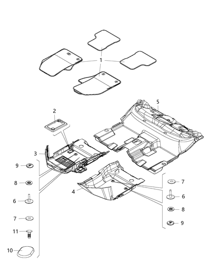New Fits Chrysler Floor Complete Mat Kit - Part # 82214323