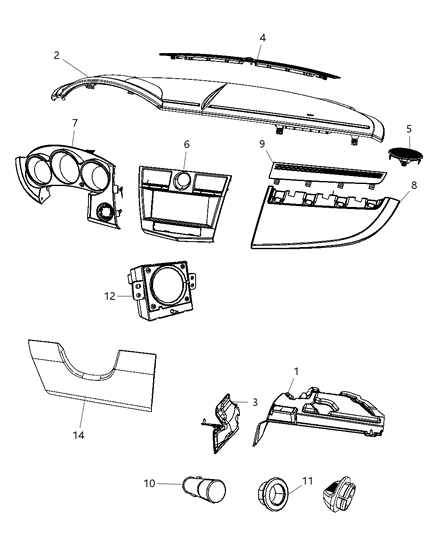 New 2009-2010 Fits Chrysler Sebring Bezel-Instrument Panel - Part # XT05ESGAE