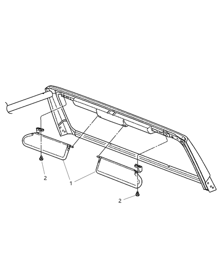 New 2004-2006 Fits Chrysler Wrangler Visor - Part # 5JM141X9AB