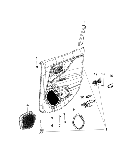 New 2015-2019 Fits Chrysler Renegade Bezel-Rear Door Flag - Part # 5XA57LXHAA
