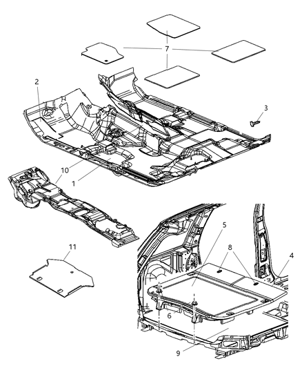 New 2005-2007 Fits Chrysler Grand Cherokee Mat-Floor - Part # 5HS62XDHAD