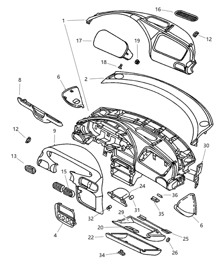 New 1999 Fits Chrysler Cirrus, Stratus Passenger Air Bag - Part # MN25VK9AC