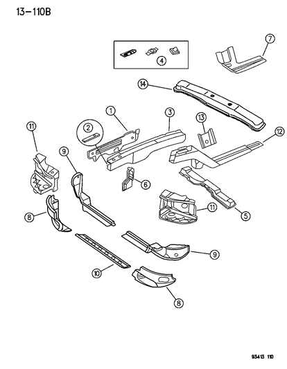 Reinforcement, Front Side Rail Front Bumper Mounting
