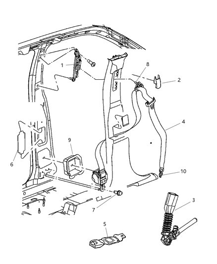 New 2005-2010 Fits Chrysler Grand Cherokee Shield-Seat Belt Retractor - Part # 55197033AA