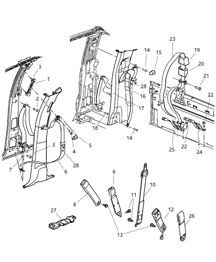 Seat Belt Rear Inner Center And Left Seat