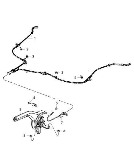 New OEM Genuine Jeep Rear Right Parking Brake Cable - Part # 4877018AC