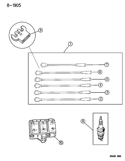 Cable, Spark Plug, #1, 3.3 Eng.