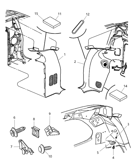 New 2006-2007 Fits Chrysler Grand Caravan, Town & Country Molding-D Pillar - Part # UK84BD1AC