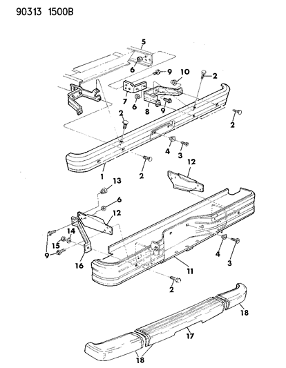 Bracket, Rear Bumper, Right