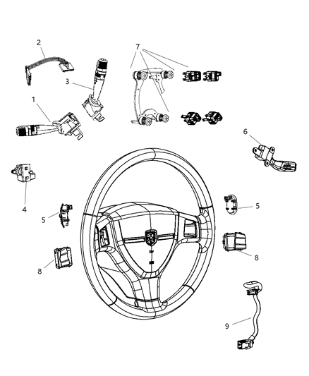 New 2008-2009 Fits Chrysler Grand Cherokee Wiring-Steering Wheel - Part # 68038960AA