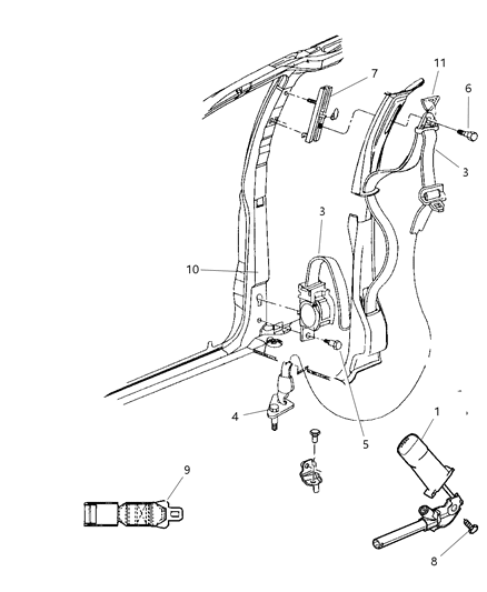 Seat Belt Front Inner Includes Cable, Sensor And Tensioner