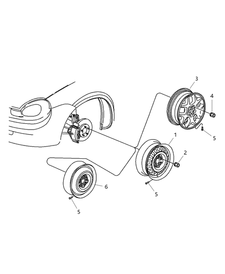 New 2003-2005 Fits Chrysler Neon Spare Wheel - Part # 4684695AB