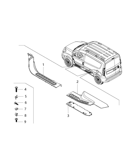 New 2015-2020 Fits Chrysler ProMaster City Molding-Sill - Part # 5YH20JXWAA