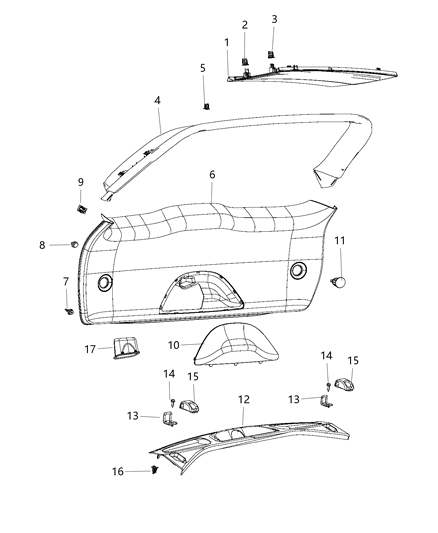 New 2016-2017 Fits Chrysler Grand Cherokee Panel-Liftgate Trim - Part # 1XW83LU5AK