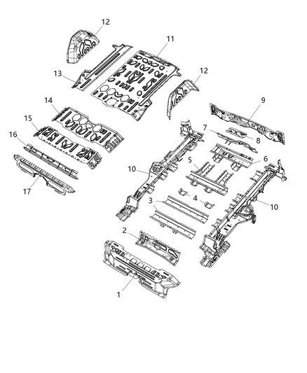 New 2015-2018 Fits Chrysler ProMaster City Crossmember-Rear Floor - Part # 68259429AA