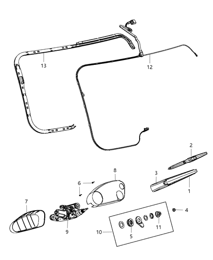 New 2011-2013 Fits Chrysler Grand Cherokee Cap-Rear Wiper Motor - Part # 55079205AA