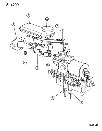 Tube Assembly, Master Cylinder To Hcu Primary Up To 2-8-93 W/Abs, W/Or W/O Traction Control
